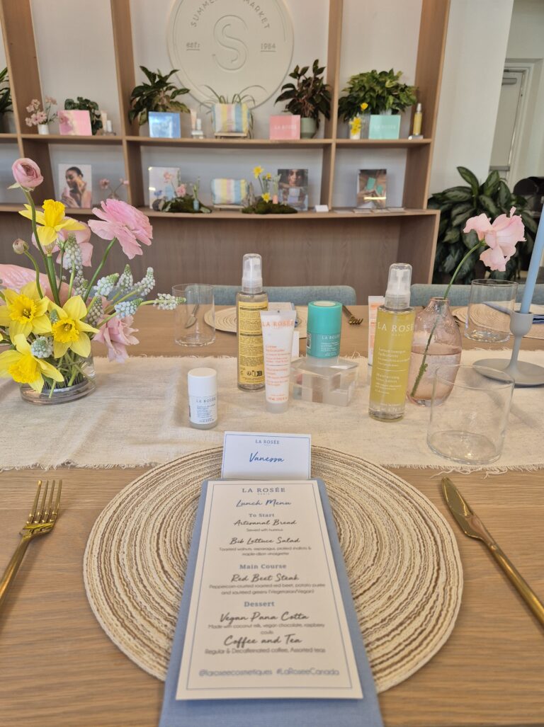 Place setting and personalized menu at a La Rosée media dinner