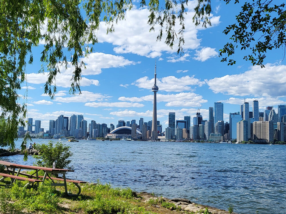 Toronto skyline and the CN Tower seen from the Toronto Islands